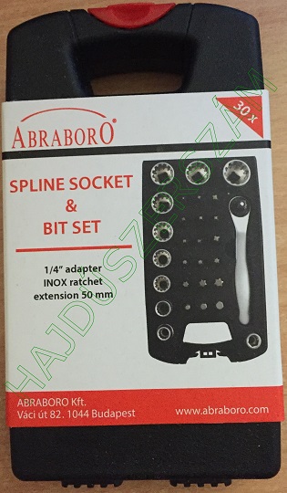 ABRABORO Bit  és spline dugókulcs készlet  30 részes 06-08-05700030