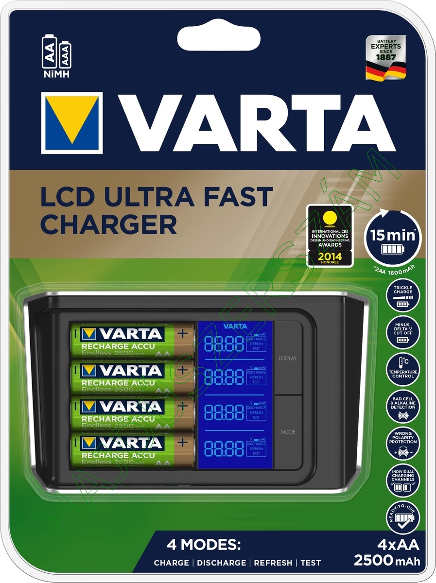VARTA LCD ULTRA FAST CHARGER Töltő+AA 25000 mAh x 4 +1 2V  57675